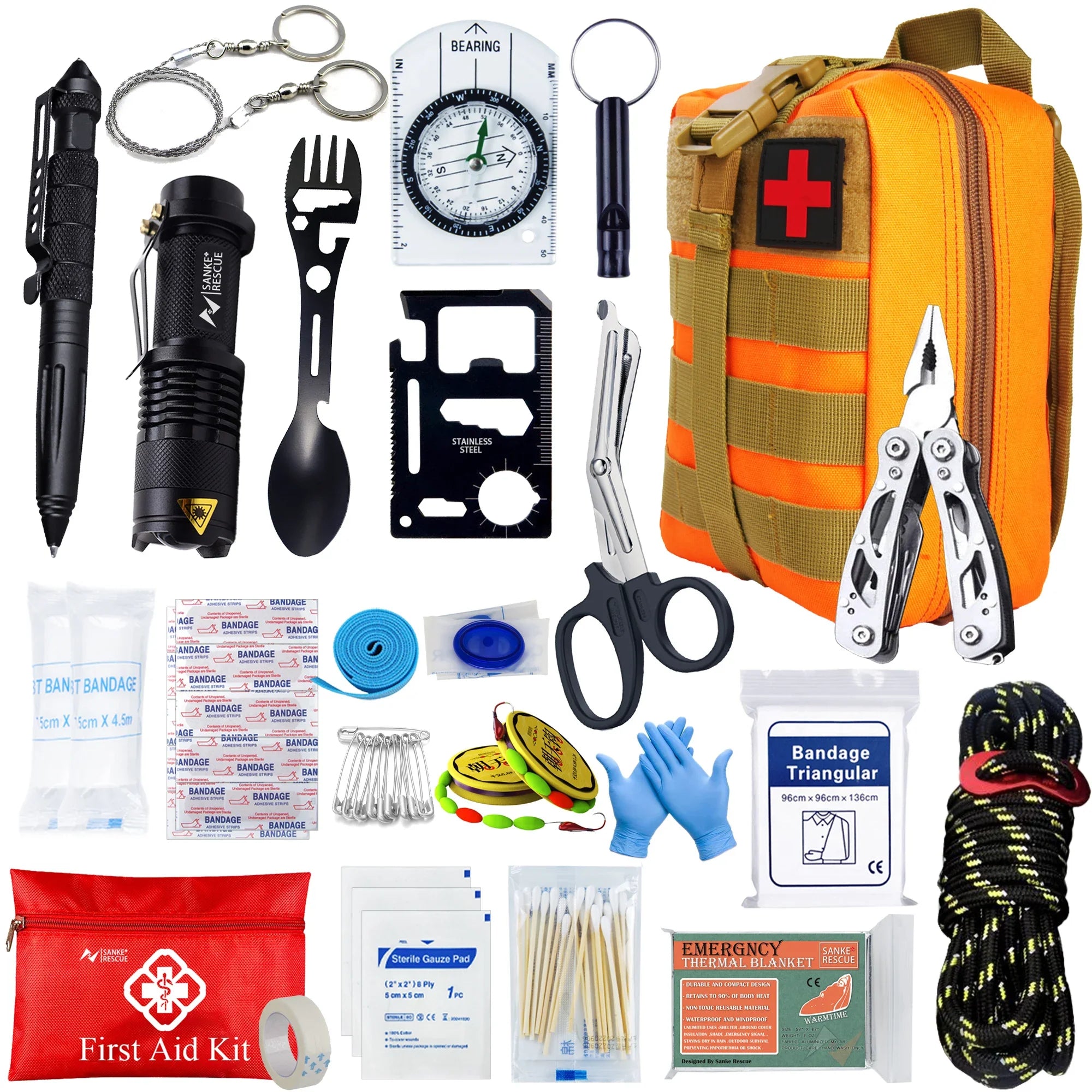 Kit de Survie – 24 en 1 | Sac de survie complet avec soins, outils et équipements d’urgence