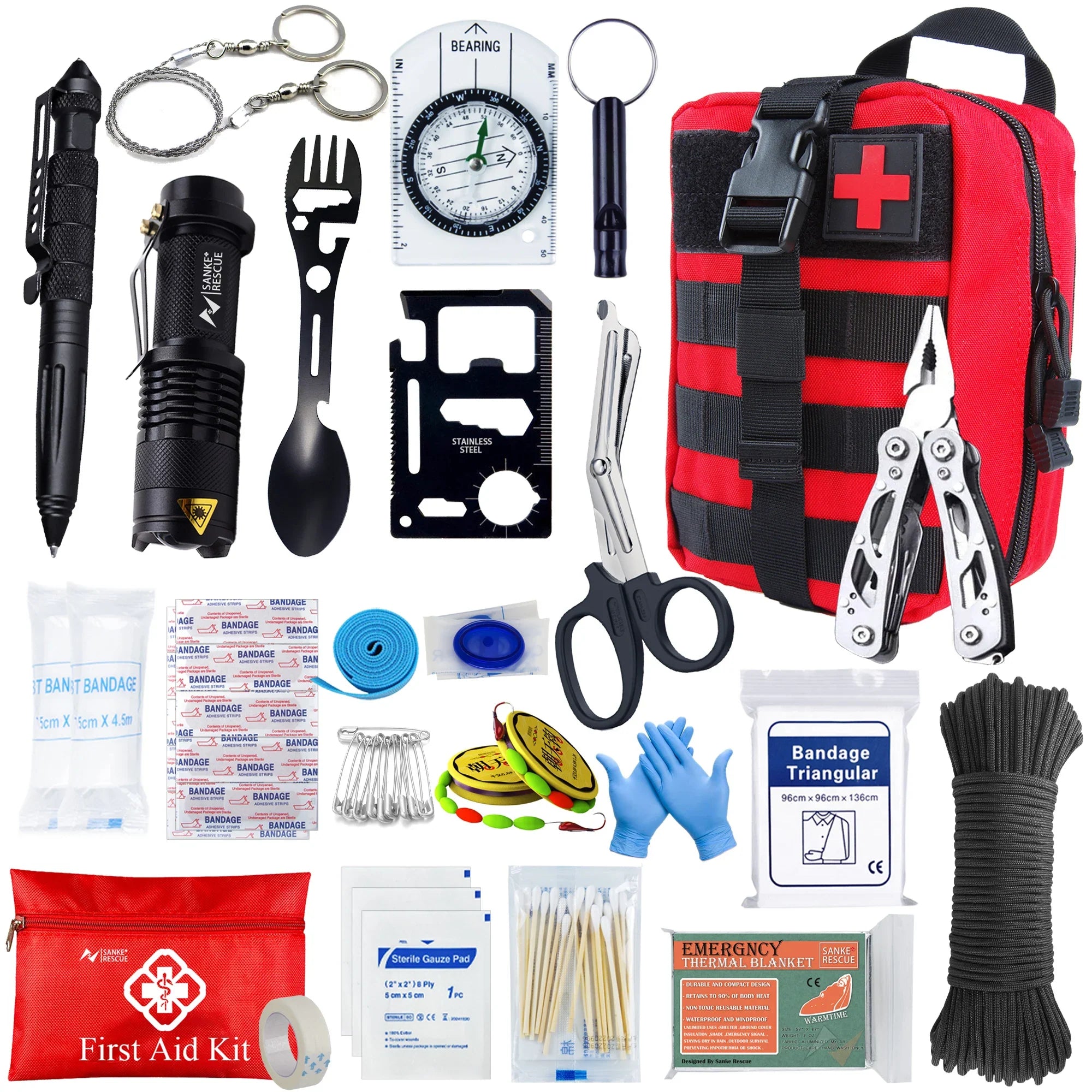 Kit de Survie – 24 en 1 | Sac de survie complet avec soins, outils et équipements d’urgence
